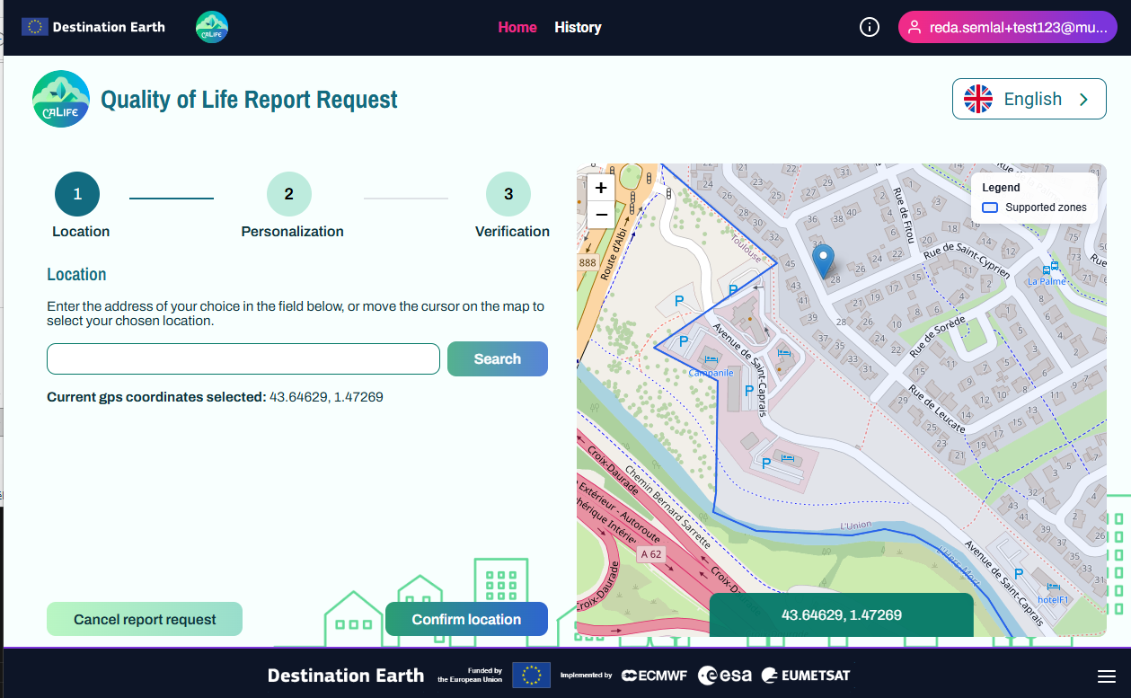 Choose a location using the cursor